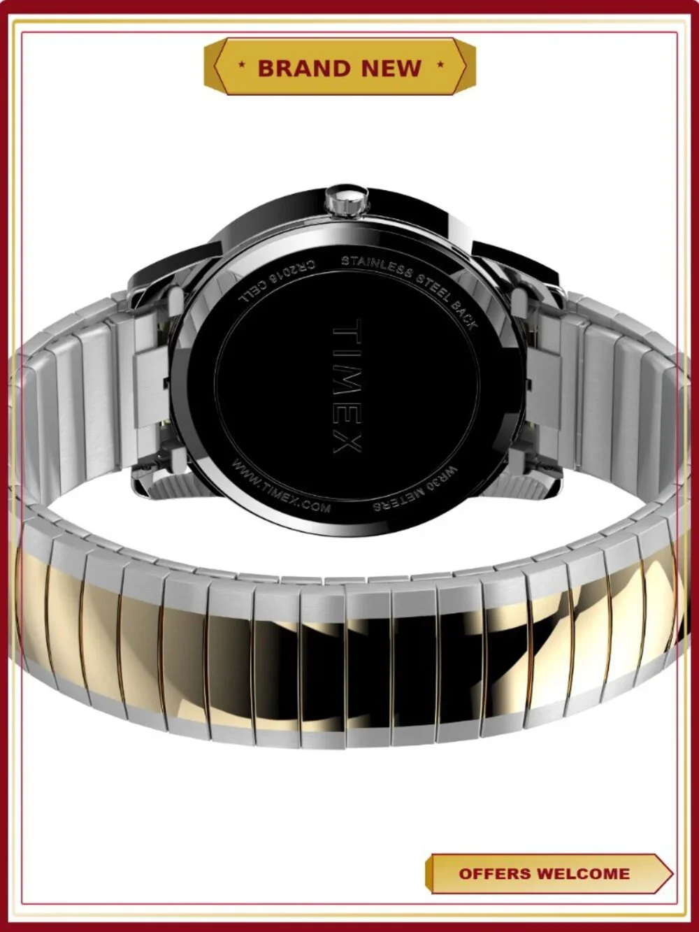 Men's Dress Two-Tone Expansion Watch Classic Easy Reader Style